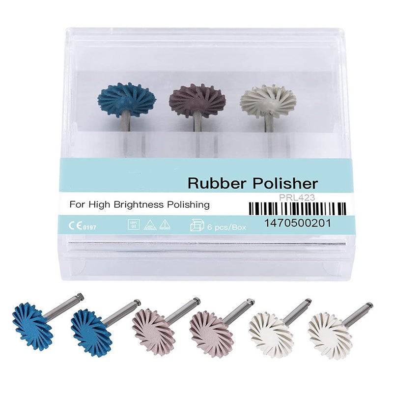 N.C 6Pcs Dental Rubber Polisher Composite Resin Polishing Wheel Spiral Flex Polishier Diamond System RA Disc Kit 14mm - Image 1